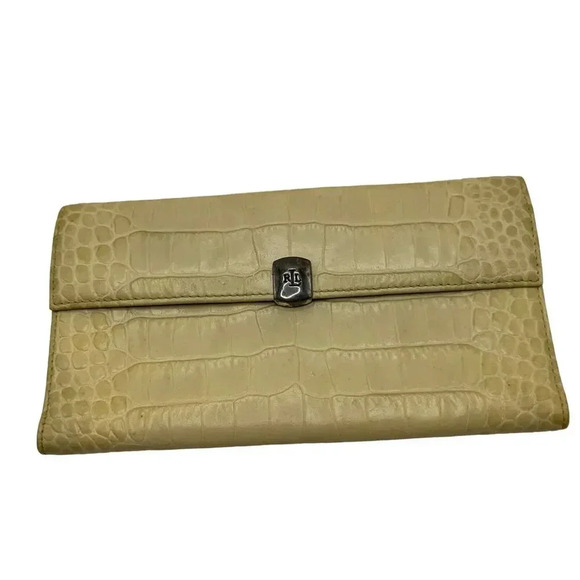 Vtg Ralph Lauren Alligator Croc Embossed Continental Women's‎ Wallet Green - Picture 1 of 14
